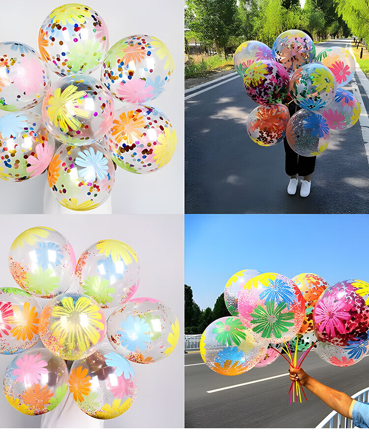 Yuanhui Kindergarten Children's Day Decoration 12-inch Colorful Sequin Transparent Large Latex Balloons Birthday Mall School Decoration 1