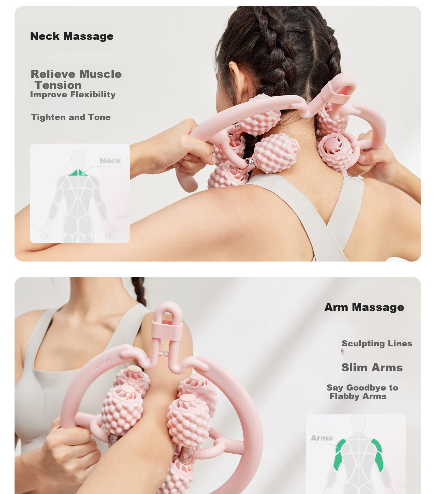 Yottoy 8-Wheel Circular Leg Massager Roller, Muscle Relaxation Professional Thigh And Calf Slimming Wheel, Multifunctional 16