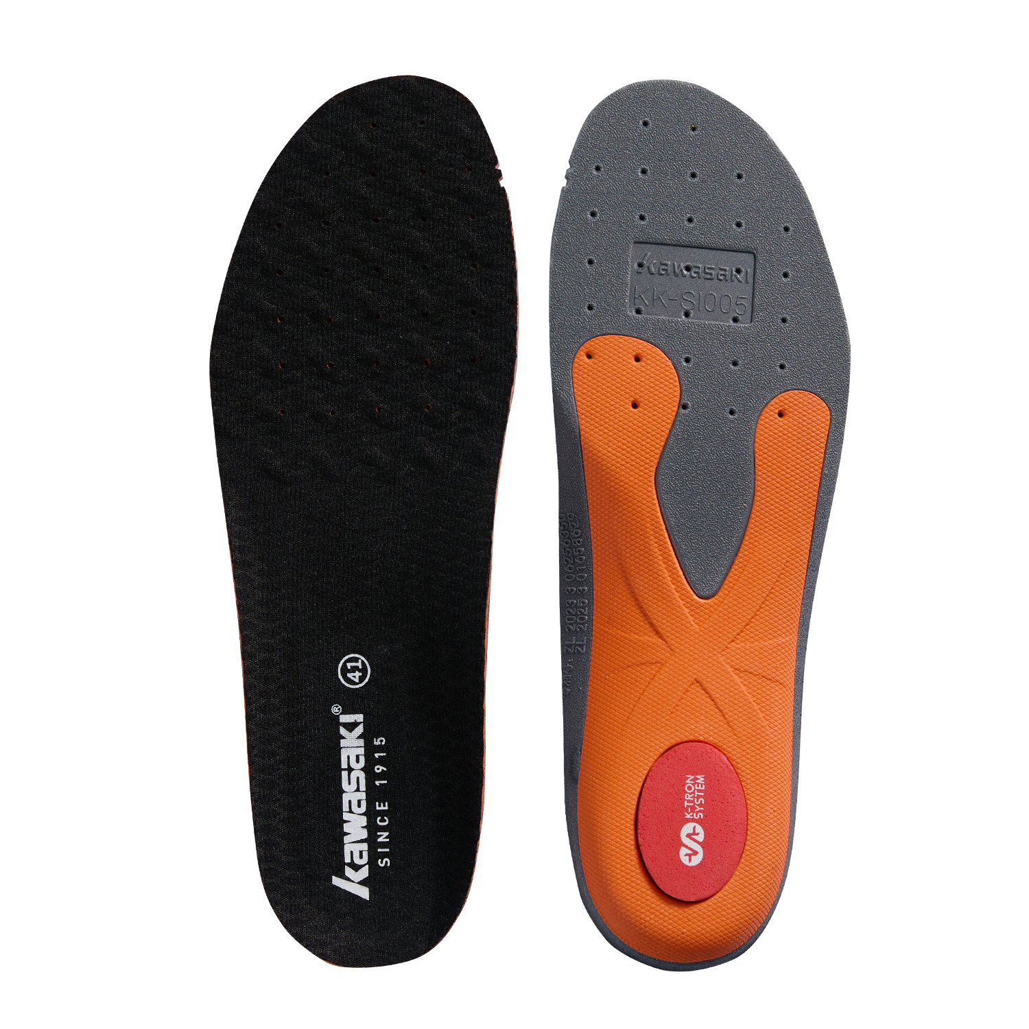 KAWASAKI KK-S1005 Badminton Shoe Insoles Sports Running Shock Absorption Breathable Comfortable Black/Orange Size 35