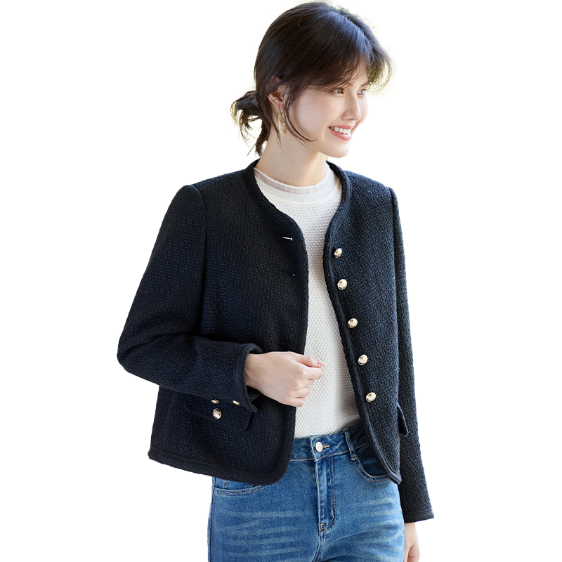 She Enjoy Tweed Chanel Style Jacket Women Autumn Winter Slim Fit Short Coat Commuting Outerwear T53D107