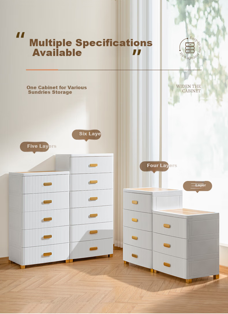 JEKO&JEKO Drawer Storage Cabinet, Bedroom Living Room Storage Cabinet, Wardrobe, Bedside Table, Toy Snack Organizer, Five-Drawer Chest, Four-Tier 9