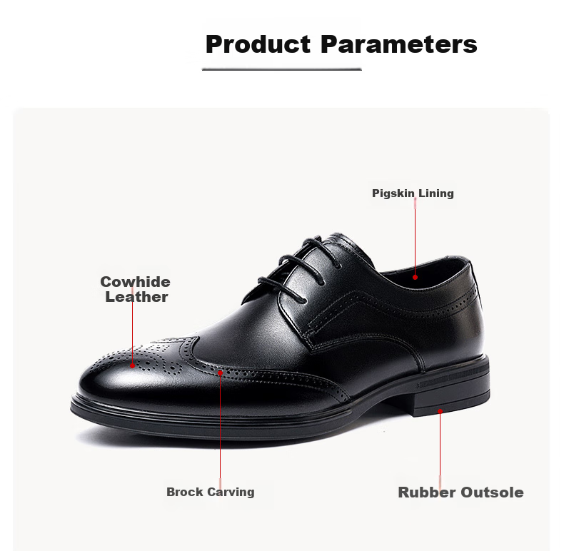 LAORENTOU Men's Leather Shoes, Spring And Autumn Brogue Carved Leather Shoes, British Style Breathable Formal Wedding Shoes, A50237, Brown, Size 39 2