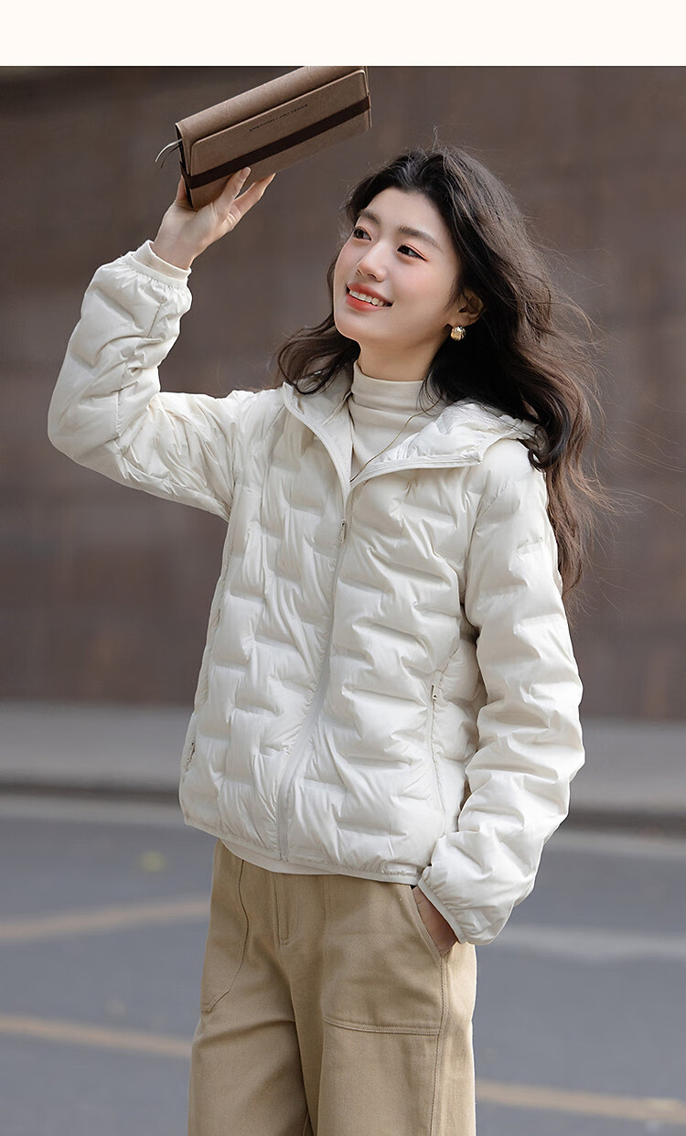 Demana [Milk Ball First Snow] Women's Winter High Warmth 90% Duck Down Quilted Tape Edge Down Jacket 16