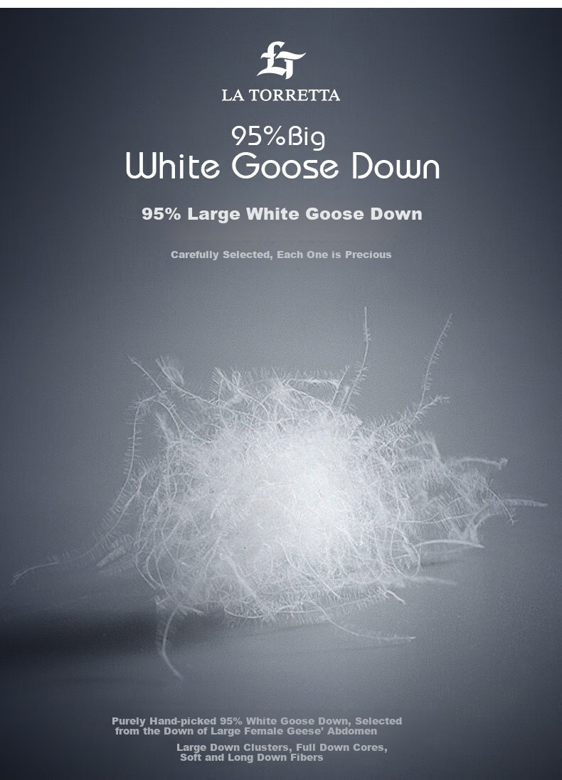 La Torretta Pillow, down Alternative Pillow, 95% White Goose Down Pillow Core, High-Elasticity Star-Rated Hotel Satin Goose Down Pillow, One Piece 2