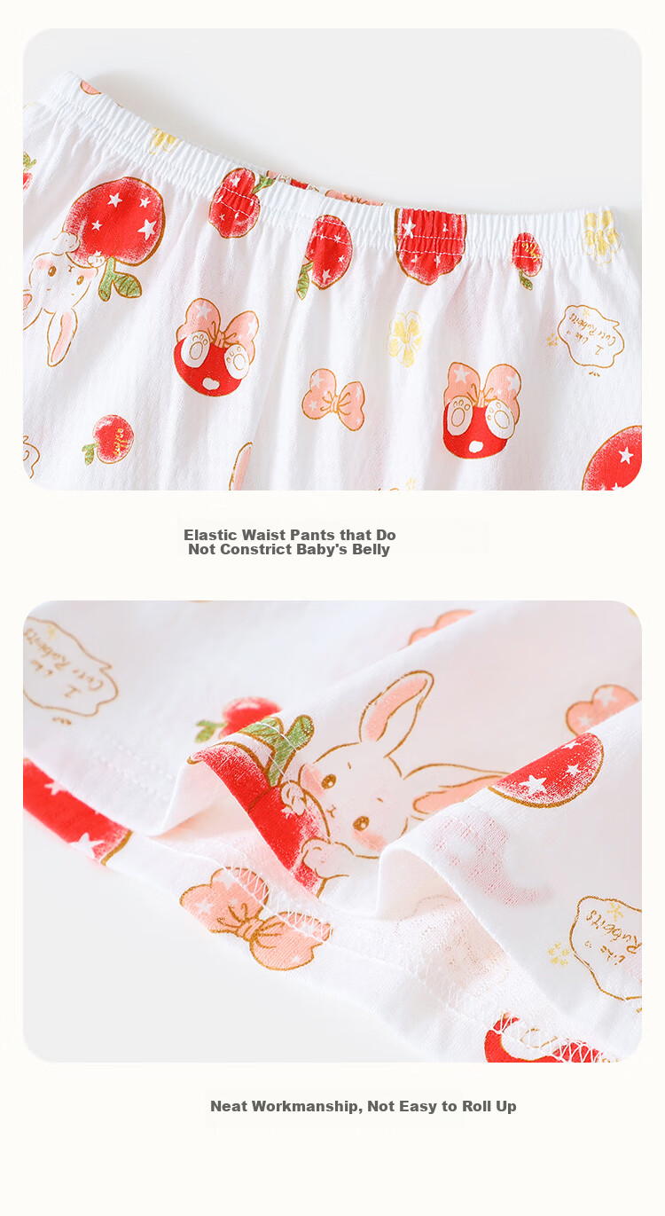 DEESHA Children's Clothing, Kids' Loungewear, Big Girls' Pajamas, Children's Air Conditioning Wear, Sweet Orange Rabbit White Flower, Size 110 9