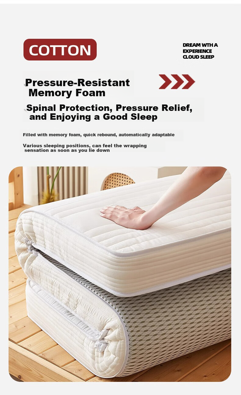 Yalu Latex Mattress Cover Pad, Bedding Mat, 0.9x1.9 Meters, Student Dormitory Single Bed Mattress Pad, Back Support 6