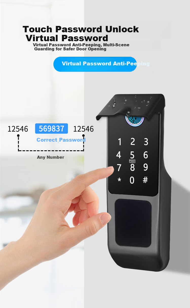 GSON Fingerprint Lock Password Lock Outdoor Waterproof Anti-Theft Door No Wiring Required Courtyard Gate Smart Old-Style Anti-Theft Door Fingerprint Lock 8