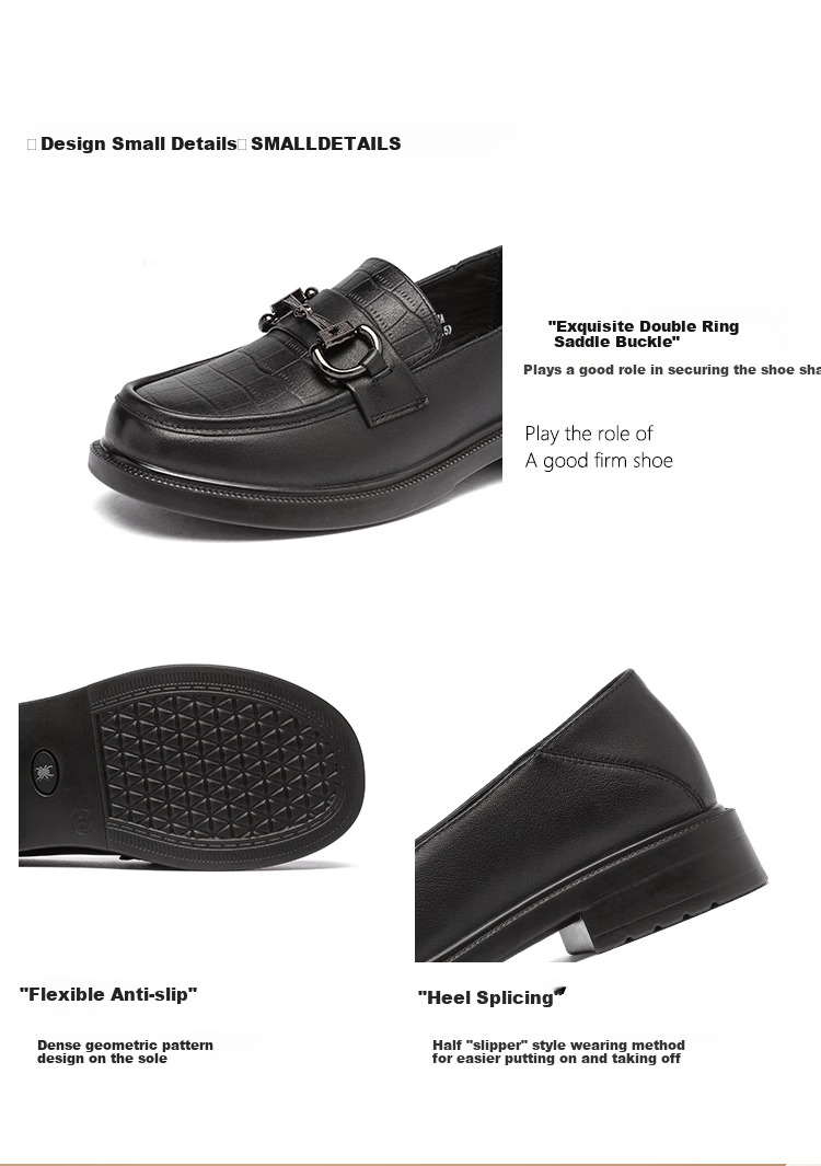 SPIDER KING Women's Single Shoes, Cowhide Leather, British Style Versatile Loafers, Fashionable Thick-Soled Comfortable Slip-On Shoes for Women, 090327A, Black, Size 38 2