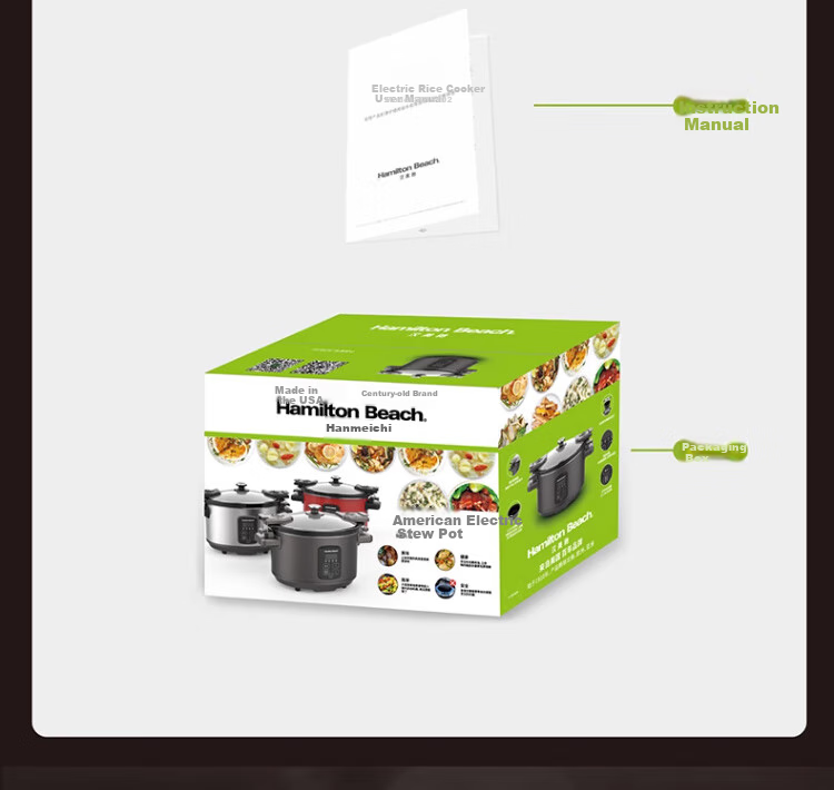 Hamilton Beach Multi-Functional Pot, Electric Stew Pot, Slow Cooker, Ceramic Insulated Water Bath Stew Pot, Home Soup Cooking Pot, Automatic Soup Stewing Pot, Electric Steamer SC55101-1 20