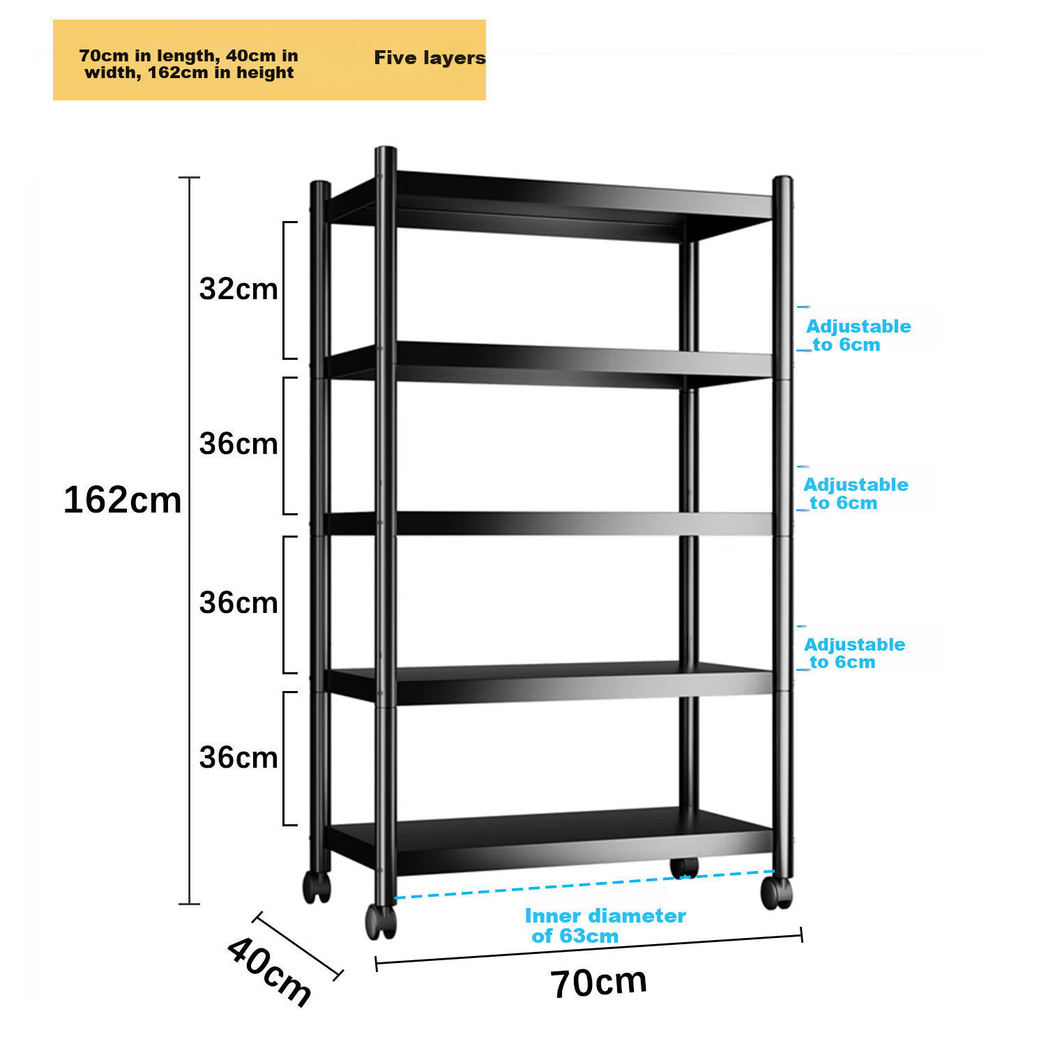 UOEN Kitchen Multi-Functional Storage Rack, Floor-Standing Multi-Layer Organizer for Home Use, Microwave Oven Storage Shelf for Pots And Utensils