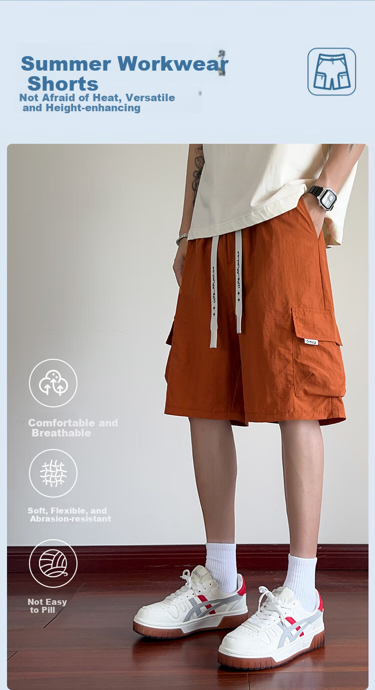 ROMON Men's Summer Thin Loose Straight Five-Point Casual Breathable Shorts Gray XL 1