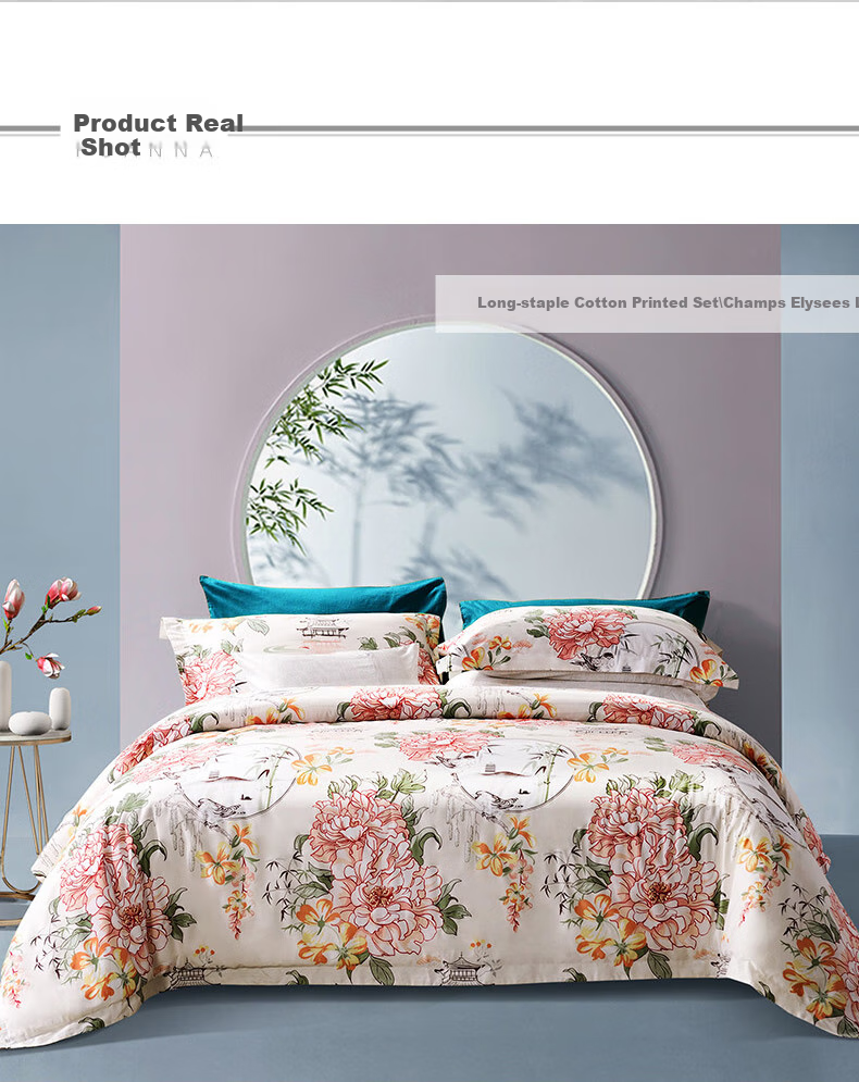FUANNA Cotton Bedding Set, 4 Pieces, 60s 100% Pure Cotton Bed Sheet And Duvet Cover, Double Bed, 230*229cm, Purple Jade 11