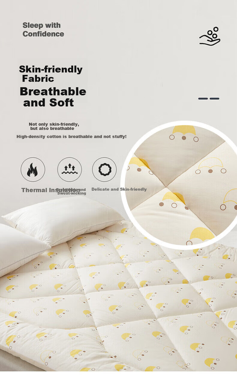 MiiOW Xinjiang Cotton Mattress Pad, Bedding, Home Use Mattress Cover, Student Dormitory, 180x200cm, 6 Ji 6