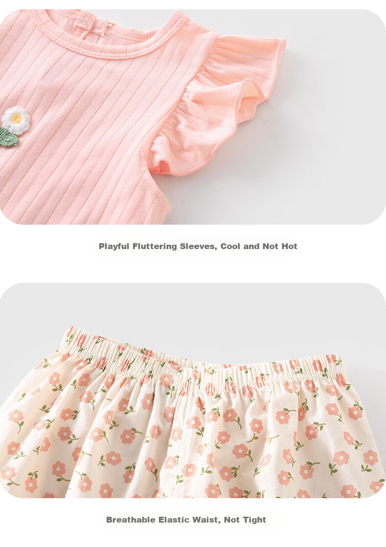 Youqi Girls' Summer Outfit Set: Cute Baby Girl Short-Sleeve T-Shirt And Pants Two-Piece Summer Clothing Set for Infants And Toddlers 10