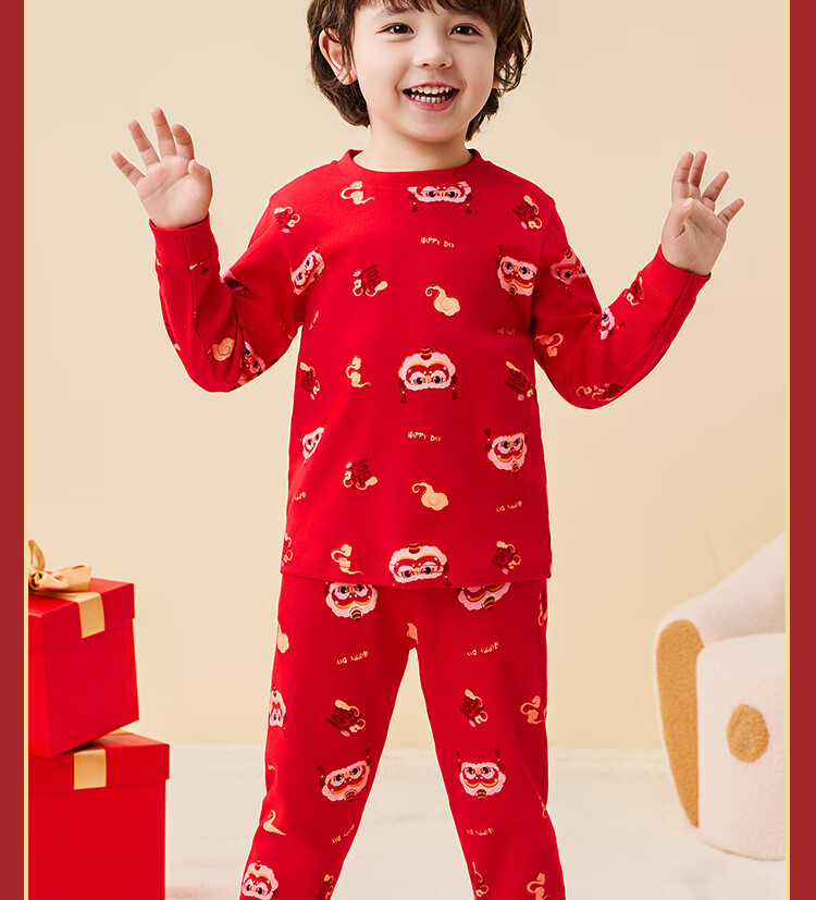 Badibadi Baby Toddler Sleepwear Set Boys Girls Autumn Pajamas Homewear Wish Come True Red 110 5