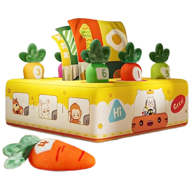 Wanletu Baby Tissue Toy Carrot Pulling Toy 2-in-1 Tear-Resistant Realistic Tissue Baby Pull Toy Birthday Gift