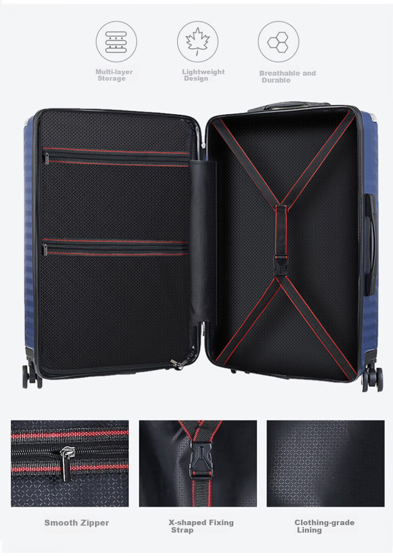 B.L.B.L Suitcase, Men's Student Travel Luggage, Trolley Case, Women's Spinner Wheels, Large Size, Password Lock, Leather Suitcase, 26 Inches, 6011 10