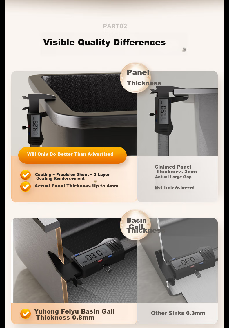 Yuhongfeiyu Large Single Sink, Kitchen Handmade 304 Stainless Steel Multifunctional Embossed Vegetable Washing Basin, Integrated Sink, Undermount Sink 7