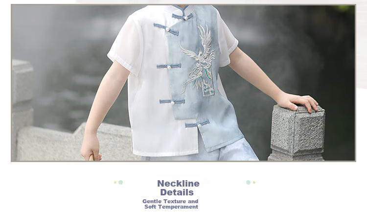 Qibo Hanfu Boys' Spring And Autumn Children's New Chinese-Style National Fashion Ancient Style Tang Suit, Hongying Long Sleeve (Top Only), Size 130 8