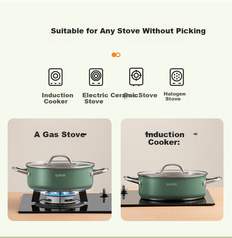 SUPOR 304 Stainless Steel Hot Pot for Home Use with Composite Bottom, Gas And Induction Compatible Soup Pot, 28cm Green ET28AAS04-G 15
