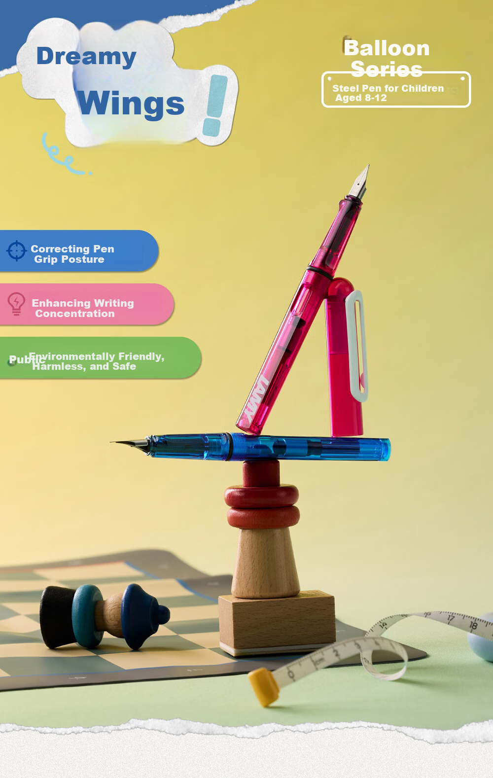 LAMY Fountain Pen [National Day Gift] Balloon Series Ink Pen for 6-12 Year Old Elementary School Students, Third Grade Handwriting Practice, Hard Pen Calligraphy Posture Correction Fountain Pen Holiday Gift Blue 2