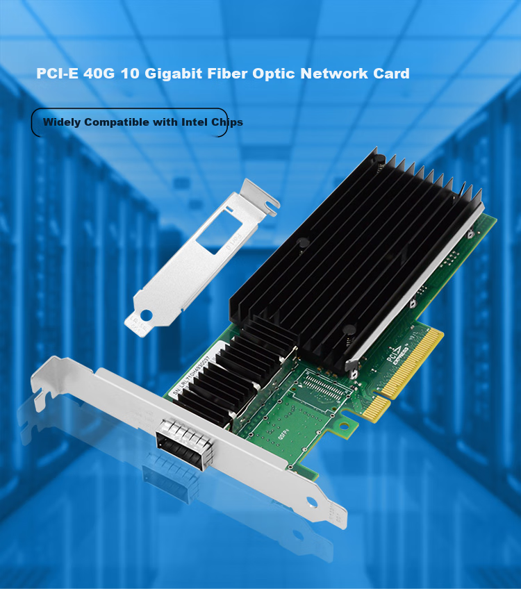 EB-LINK Intel E810 Chip PCI-E X16 100G Single-Port Fiber Optic Network Card QDA1BLK Server Network Adapter QSFP28 Single-Port 1