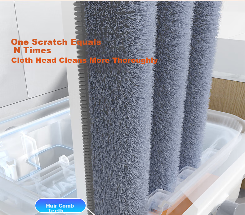 Dongfangliangjie Household Mop, All-In Cleaning, Scraper Plate Mop, Extra Large 50cm Scraper Plate with Bucket, Hands-Free Mop, Floor Cloth 4