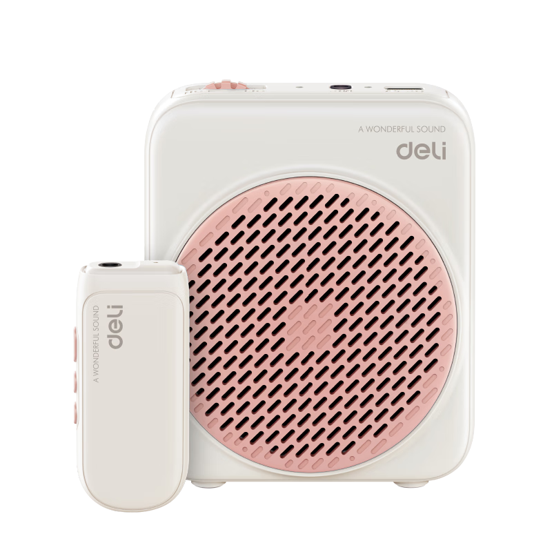 Deli Wireless Amplifier, Teacher's Classroom Teaching Speaker, Waist-Mounted Microphone, Tour Guide Portable Megaphone, Birthday Gift for Teachers, Pink