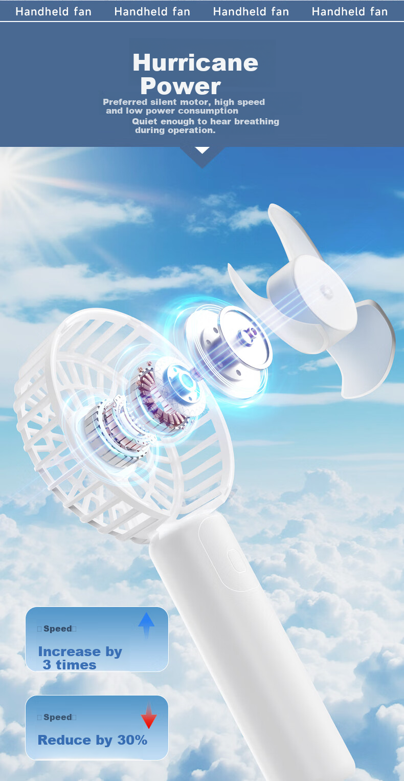 HBOALG USB Handheld Mini Fan Portable Compact Electric Fan for Outdoor, Desktop, Office, Student Dormitory, Powerful Rechargeable High-Power Small Fan Pink 3