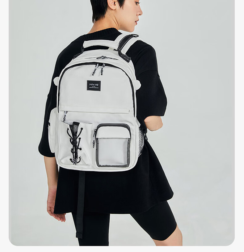 CHAOFANJI Japanese-Style Trendy Backpack for Men And Women, Large Capacity Waterproof School Bag, Black, Large Size 7