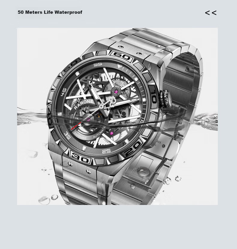 RARONE Twin Star Dark Night Dragon Mechanical Watch, Men's Skeleton Fully Automatic Wristwatch, Birthday Gift for Boyfriend 31