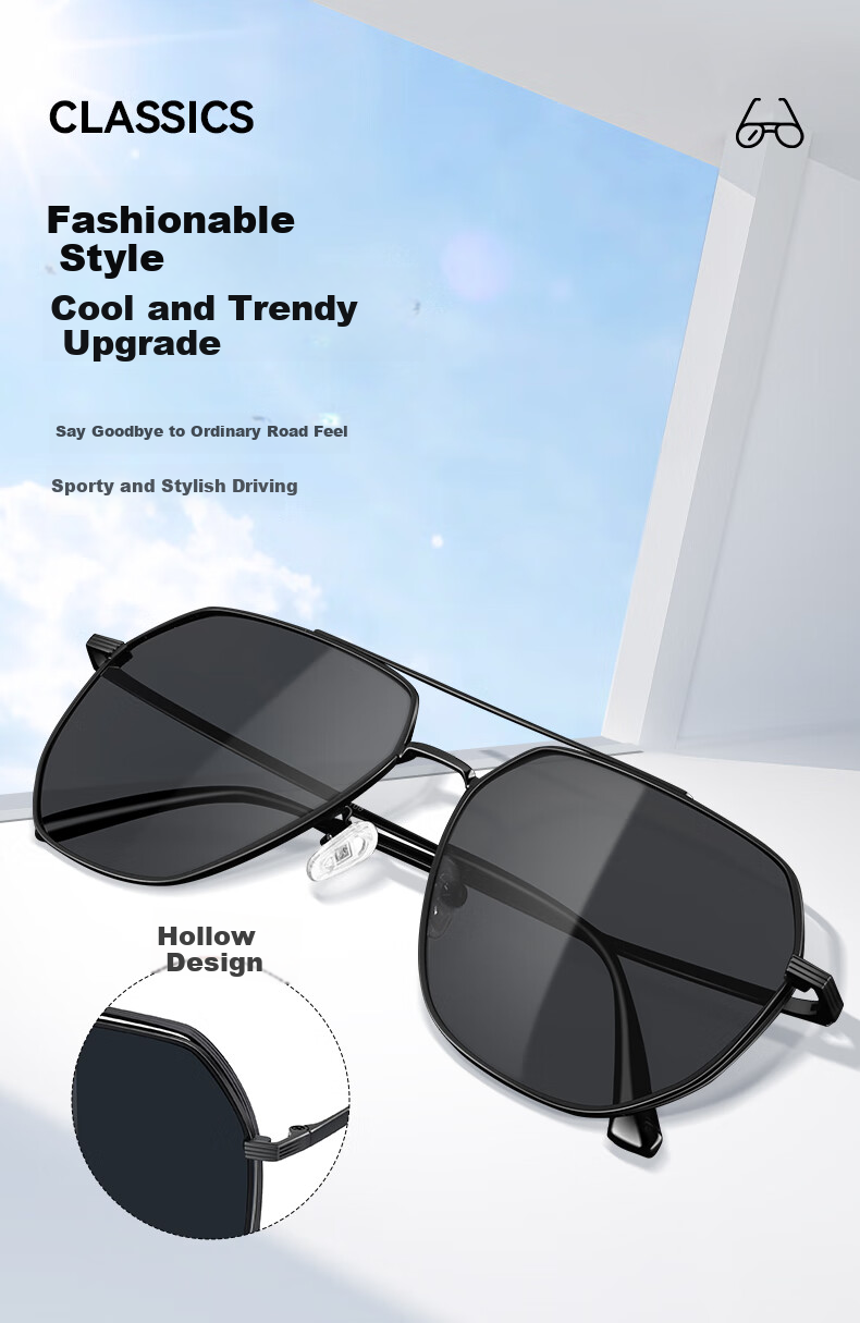 Ouna Doctor Glasses Classic Aviator Sunglasses, Polarized Sunglasses Glasses, Driving Anti-Glare Frog-Eye Glasses, Black 4
