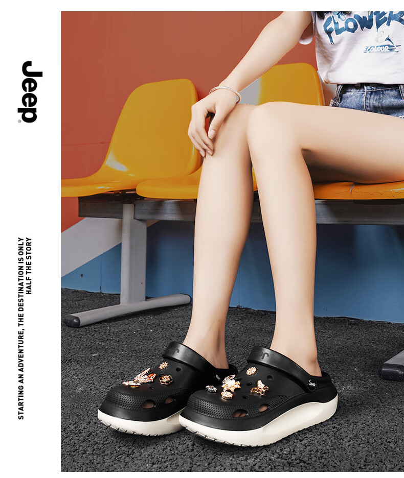 JEEP Women's Casual Hole Shoes Sandals Water-Resistant Outdoor Driving Shoes Black Size 36-37 18