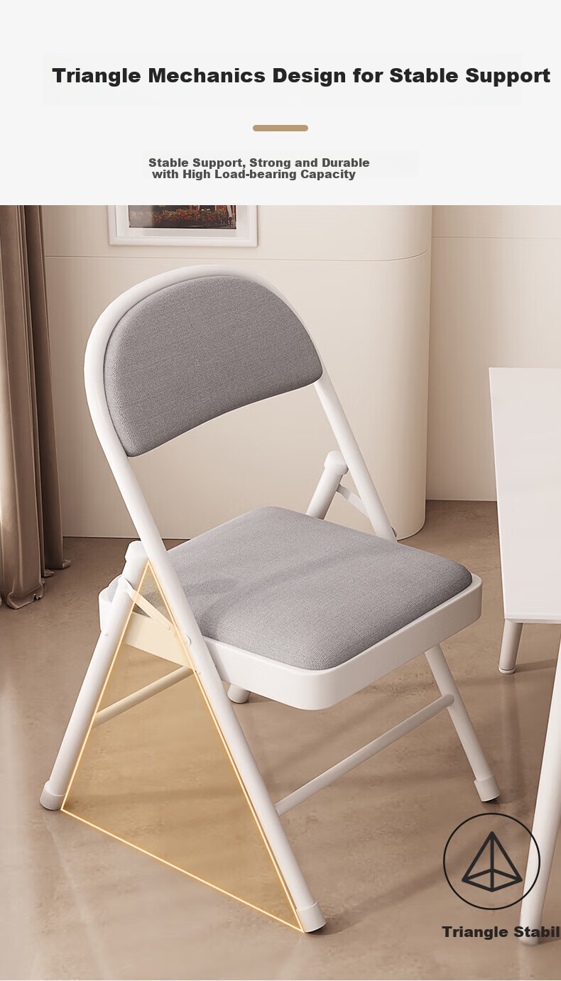Yimo Folding Chair with Backrest, Portable Dining Chair, Computer Chair, Home Stool, Dormitory Study Chair, Conference Training Office Chair, White 5