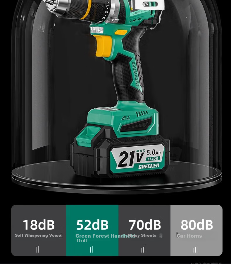 GREENER 21V Brushless Steel Cannon Lithium Drill, 55N.M Electric Drill, Rechargeable, Multi-Functional [Includes 27 Drill Bits] 34