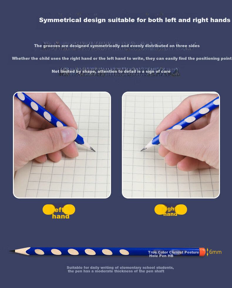 TRUECOLOR HB Perforated Pencils, 50 Pieces, for Primary School Students And Children, Posture Correction, Kindergarten Writing Practice, Triangular Wooden Shaft, Easy-Grip Top, Gift ZC180 5