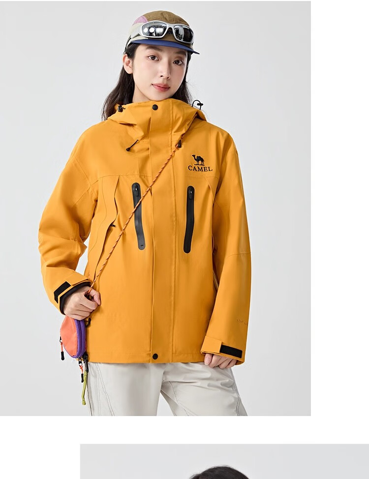 CAMEL [Wang Junkai's Choice] Outdoor Jacket Three-In Unisex Spring And Autumn Fleece-Lined Windproof Waterproof Mountaineering Coat 32