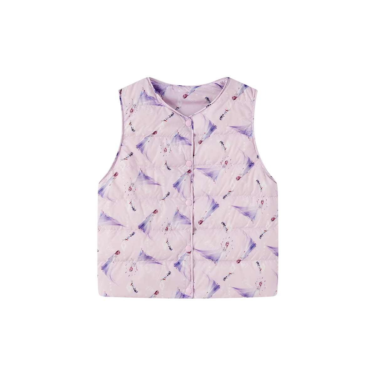 Disney Frozen Elsa Down Vest Girls 2025 Autumn Winter New Cartoon Printed Children's Down Jacket