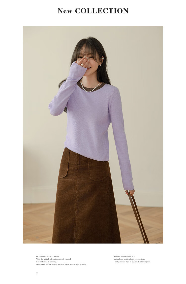 Mt [Korean-Japanese Fresh Style] Autumn Simple Dopamine Colorblock Long Sleeve Pullover Knit Sweater 7