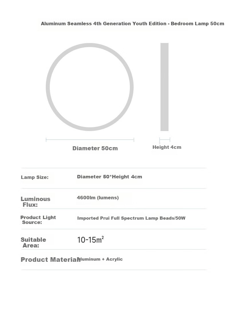 Jiandun Eye-Protecting Bedroom Ceiling Light, Full Spectrum Ultra-Thin Seamless Simple 4th Generation Youth Version Lamp, Subsidized Price with All-Inclusive Package 4
