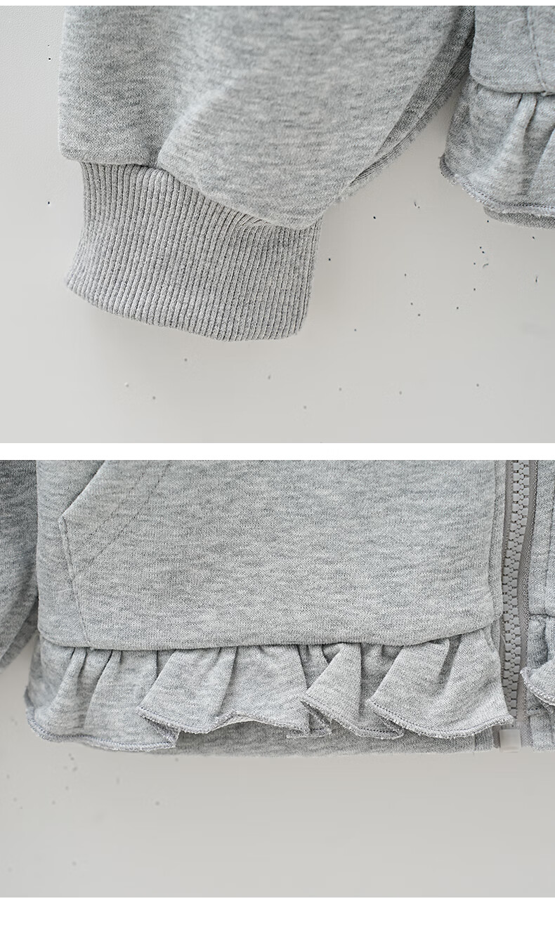 MOMOCO Girls' Autumn Outfit Sweatshirt Children's Sportswear Trendy Two-Piece Set Heather Gray 110 5