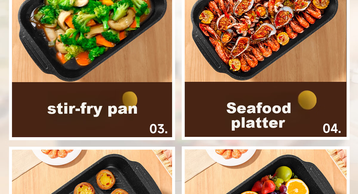 PAKCHOICE Rectangular Fish Grilling Pan with Lid, Specialized Grill Pan for Induction And Gas Stoves, Carbon Steel Non-Stick Baking Tray for Home Use 28