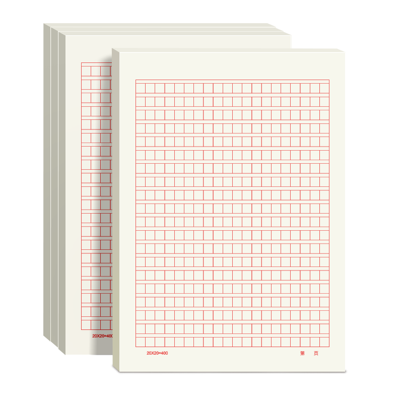 Dr. Dolly A4 400-Grid Manuscript Paper Thickened Red Grid Writing Paper Letter Paper for Junior and Senior High School Students 20 Sheets 10 Packs Back to School Essential