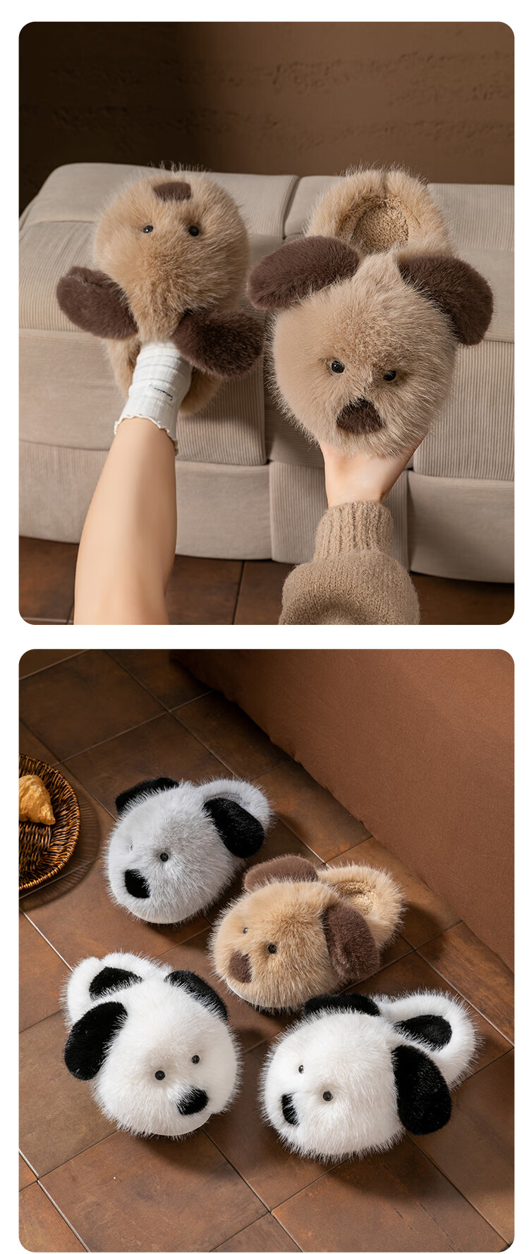 Daxixiansen Feifei Autumn And Winter Cotton Slippers for Women, Indoor Plush Slippers, Warm Home Use Thick-Soled Cute Slippers 9