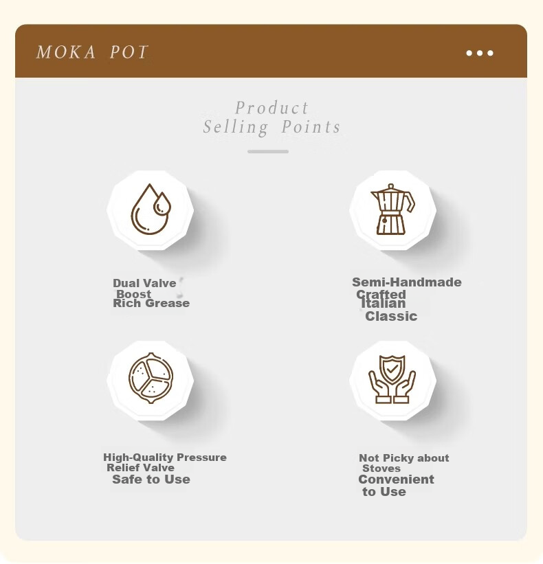 TEOTM Moka Pot with Dual Valves, Home Italian-Style Dual-Valve Moka Pot, Small Electric Ceramic Stove Pour-Over Coffee Maker Set 2