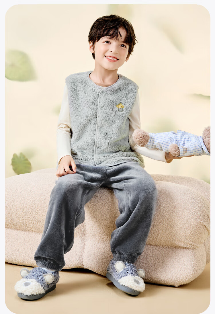 Minibala Antistatic Children's Warm Vest Unisex Baby Autumn Winter Double-Sided Coral Fleece Waistcoat 18