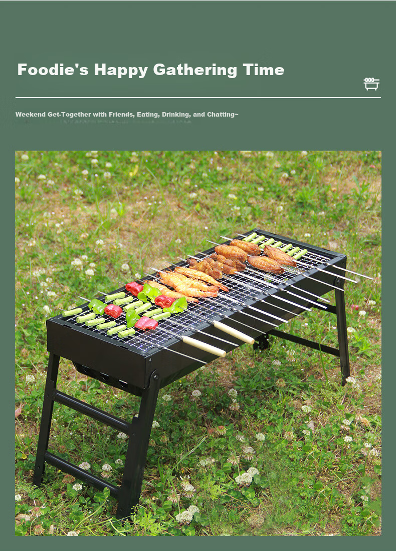 Lingdongli & Muhuo Mini Portable Charcoal Grill, Foldable Barbecue Rack for Home Use, Compact Charcoal Grilling Stove 2
