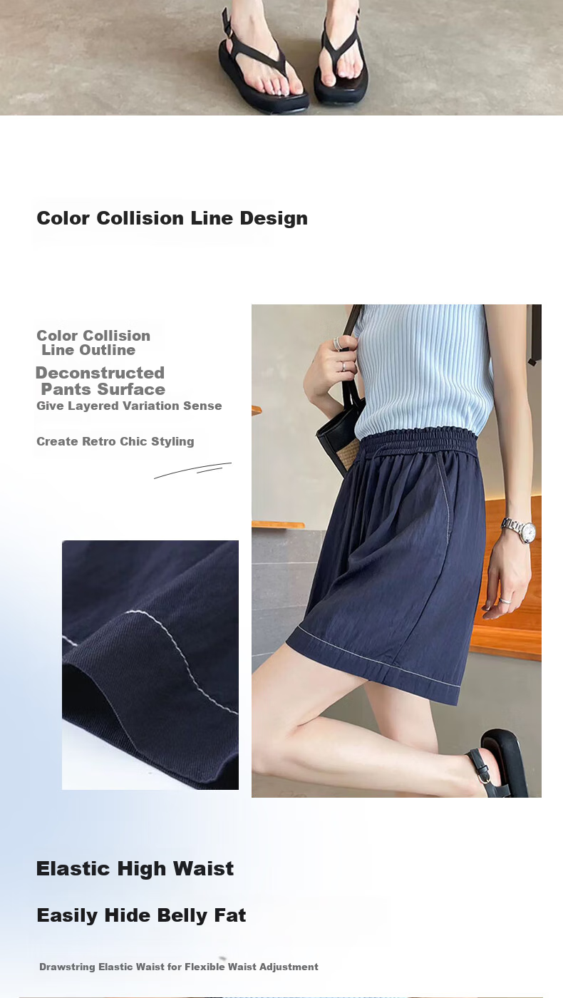 XUEXIMAN Tencel Denim Shorts for Women, 2025 Summer New Thin High-Waist A-Line Slimming Knee-Length Shorts 3