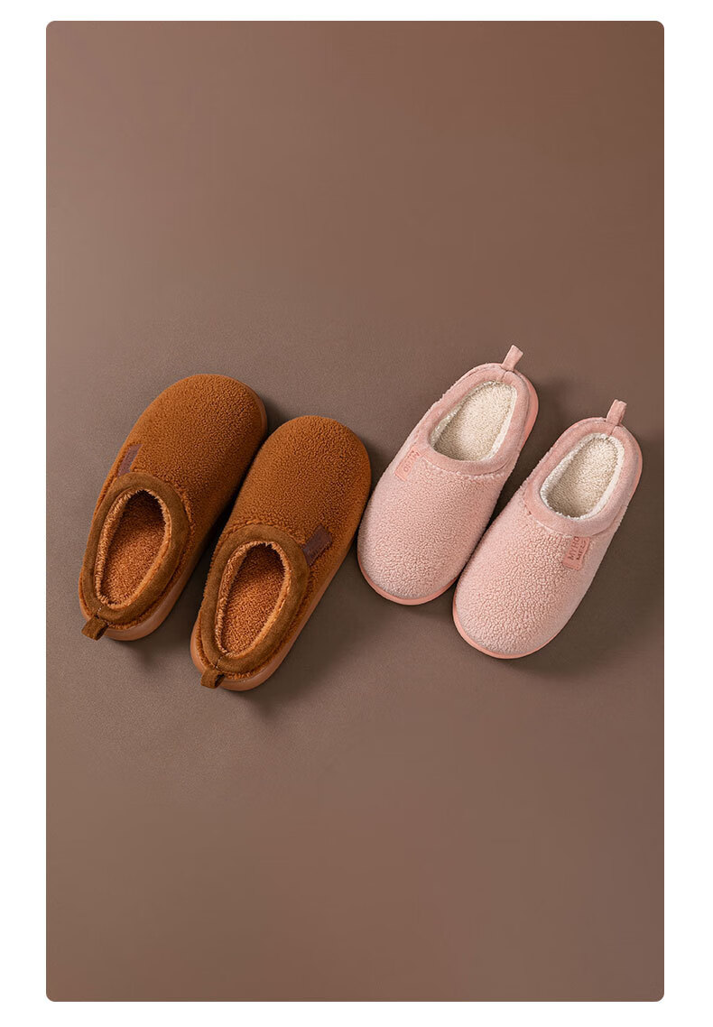 Guoluofi Winter Lamb Wool Cotton Slippers Women Home Non-Slip Plush Fleece Warm Cotton Slippers Men Khaki 40-41 8
