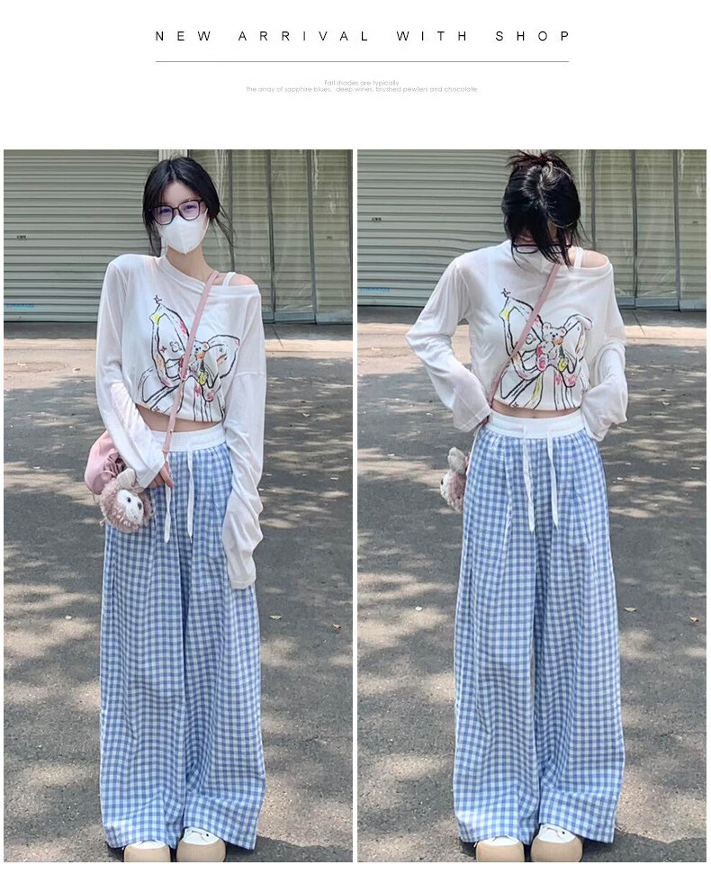 LangSha Wide-Leg Pants for Women, Spring And Autumn New Style Dopamine High-Waist Draping Slimming Casual Loose Lazy Trendy Trousers 7